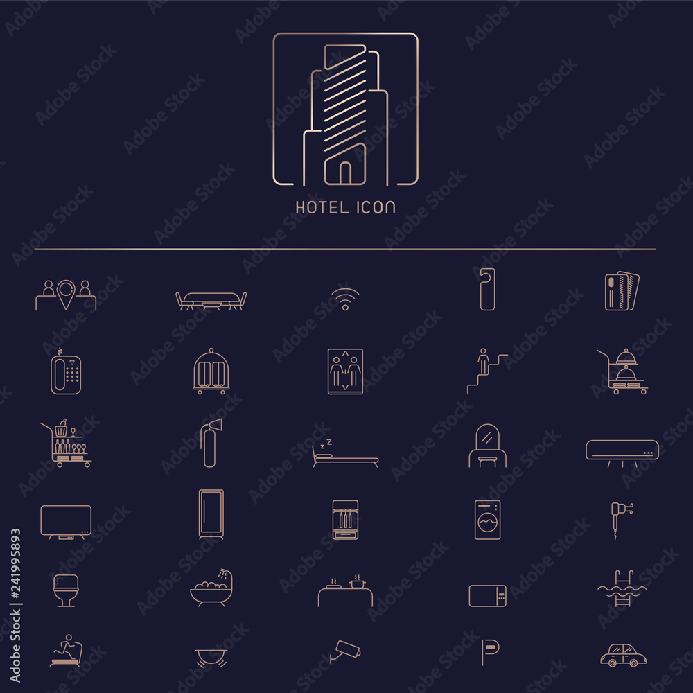 Naklejka premium Hotel Icon set illustration