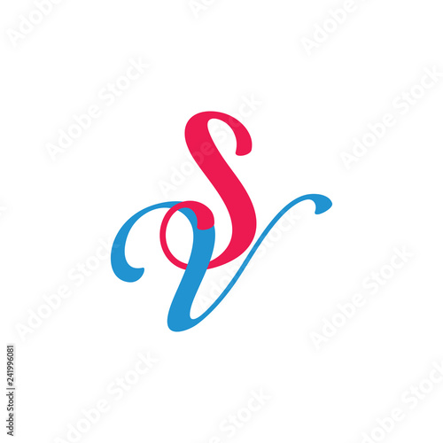 letters sv linked curves design logo vector