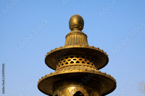 bronze incense burner in a temple