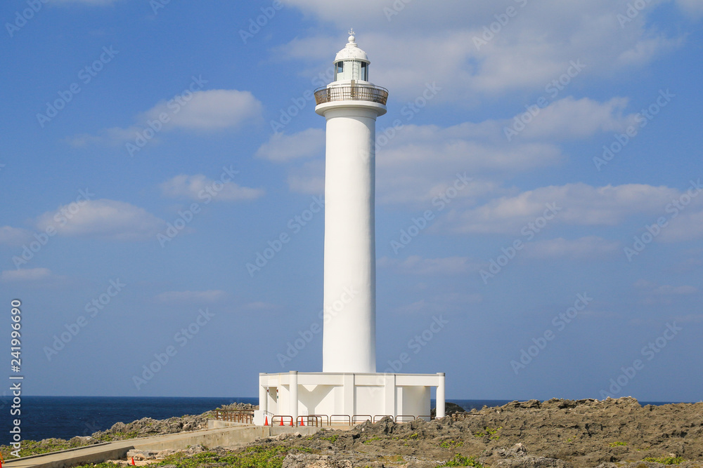 Lighthouse at Zanpa cape, Yomitan village, Okinawa.