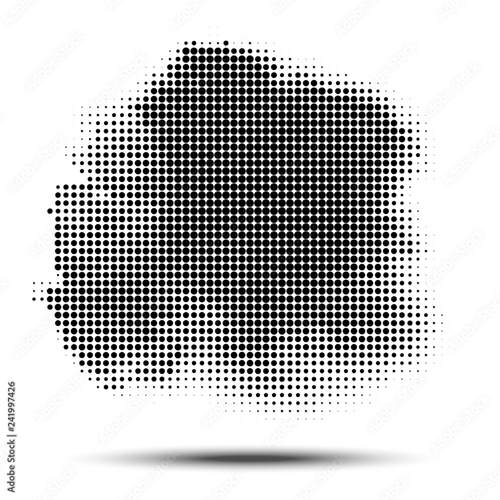 Halftone circle pattern. Grunge spot using halftone dots texture. Vector illustration.