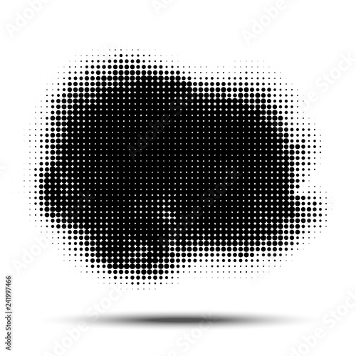 Halftone circle pattern. Grunge spot using halftone dots texture. Vector illustration.