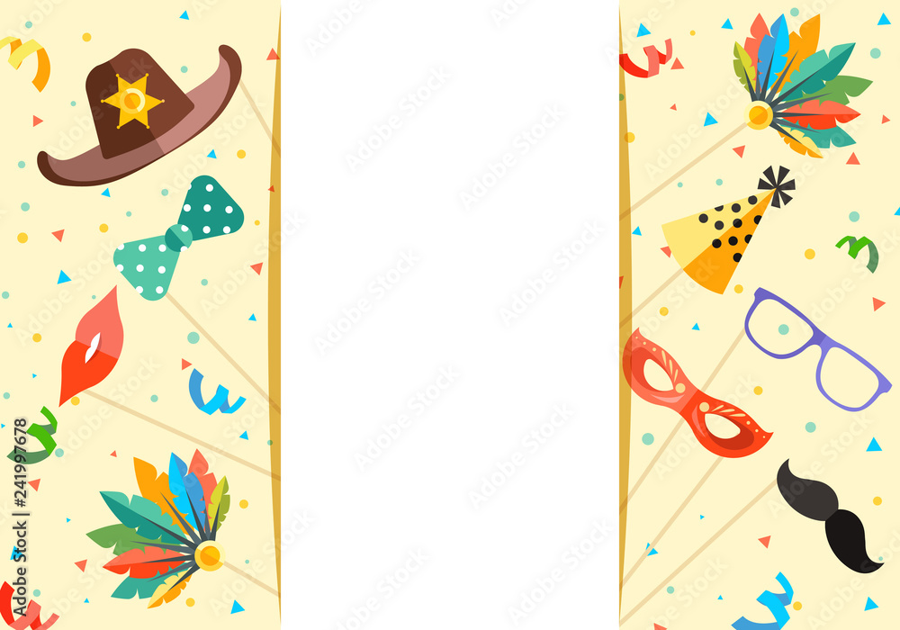 colorful carnival background with photobooth objects