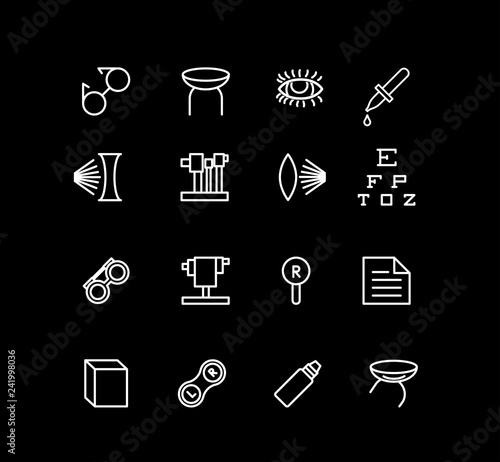Vector set of medical icons for ophthalmology.