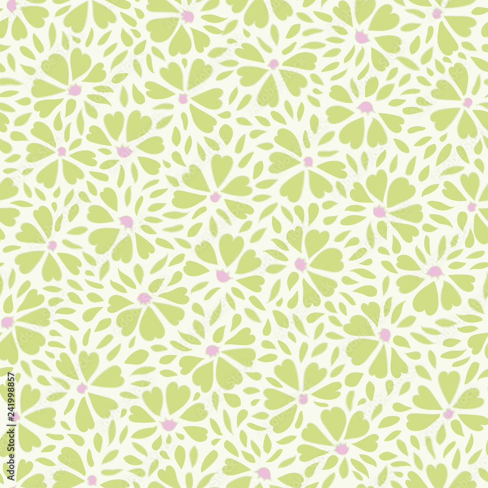 White green vector repeat pattern with abstract flower. Perefct for spring and summer events. Surface pattern design. White green vector repeat pattern with abstract flower. Perefct for spring and summer events. Surface pattern design.