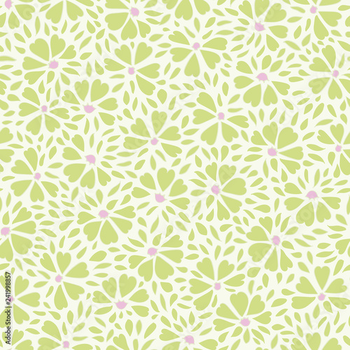White green vector repeat pattern with abstract flower. Perefct for spring and summer events. Surface pattern design. © Corpholia Design 