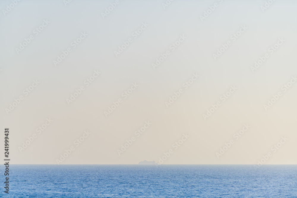 Fototapeta premium Ocean, sky and lonely ship. Creative sketches. Tenerife. Canary Islands..Spain