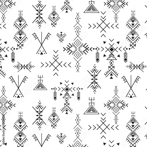 Tribal seamless pattern - Berber native signs ,ethnic background,folk elements. photo
