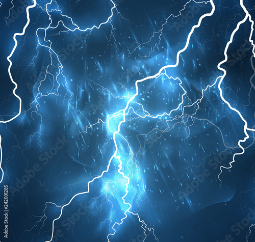 A bright lightning in the dark sky. Vector image