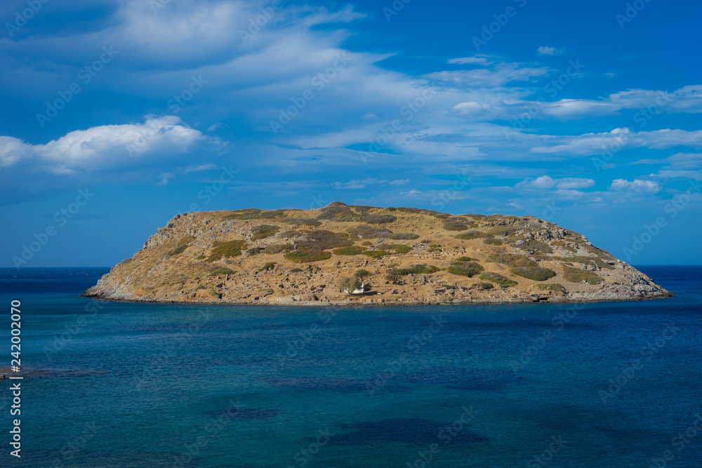 Agios Nikolaos, Crete - 09 29 2018: Panoramas of Platanos