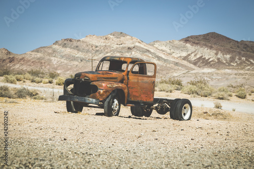 Classic car wreck in the American Southwest  USA