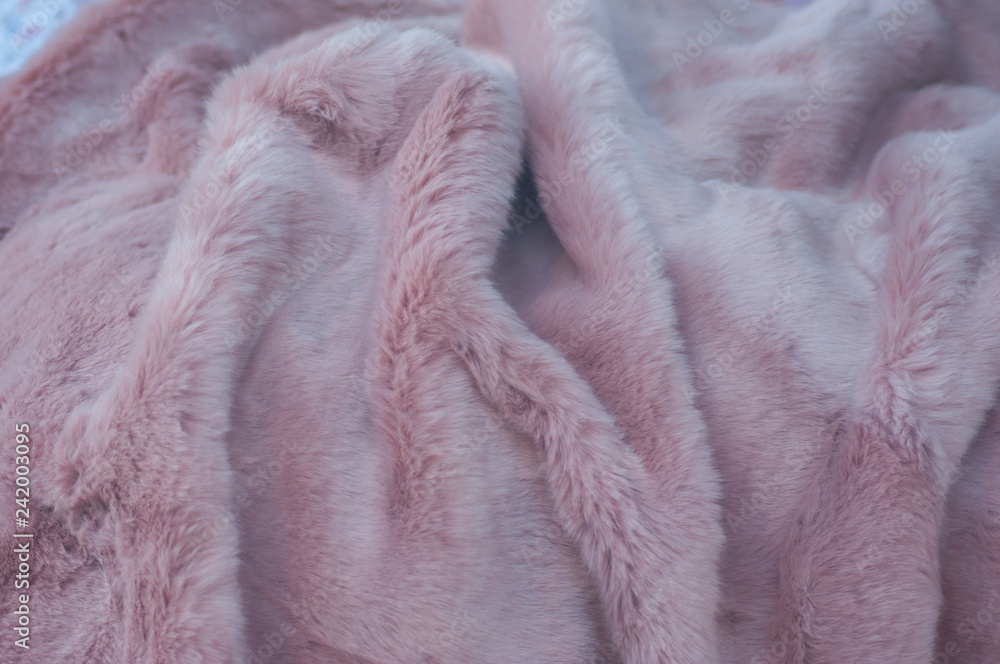 closeup of pink fluffy plaid texture