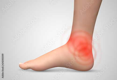 vector human foot.red spots of pain. ready element for medicine and orthopedics