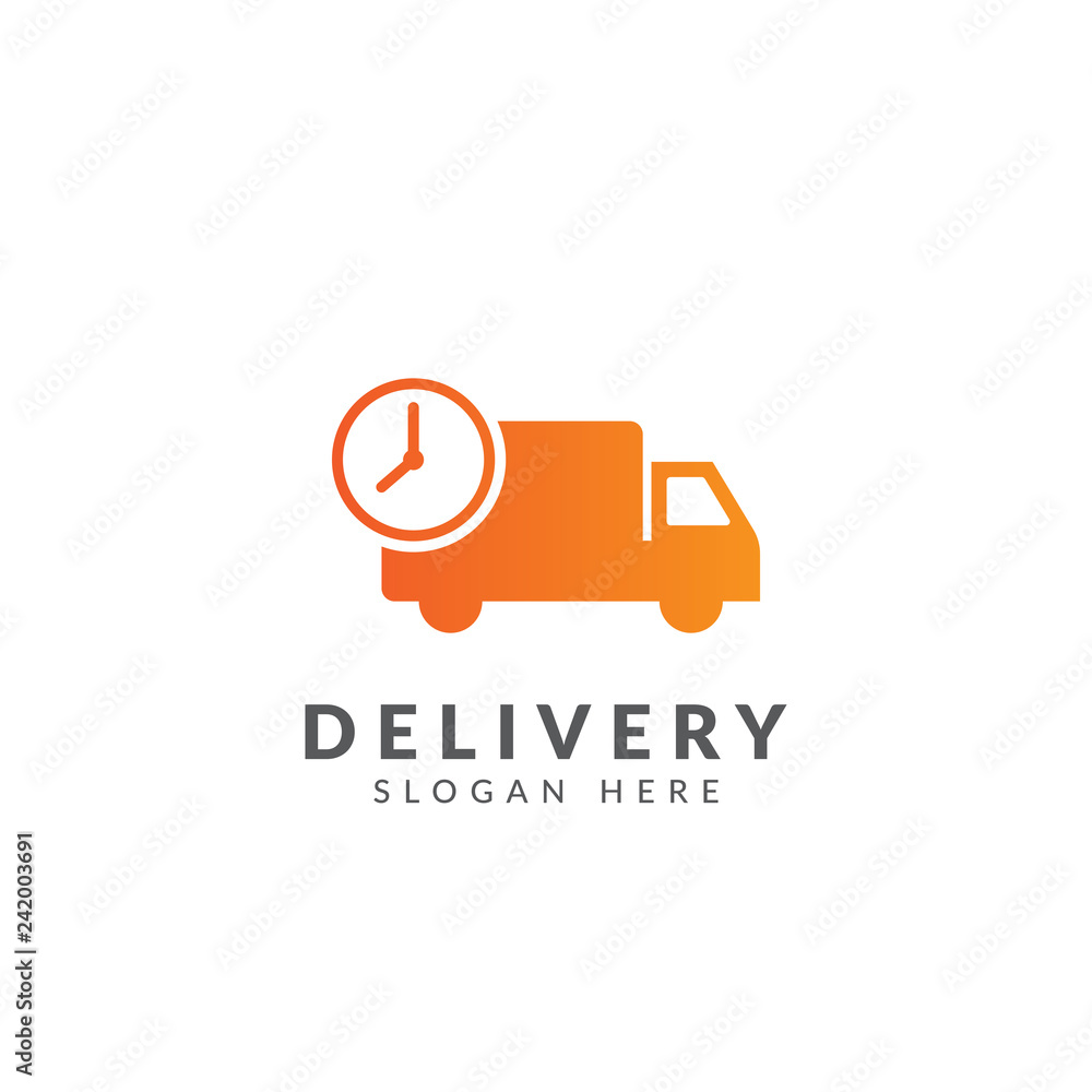 Premium Vector  Delivery truck logo template on orange circle premium  vector