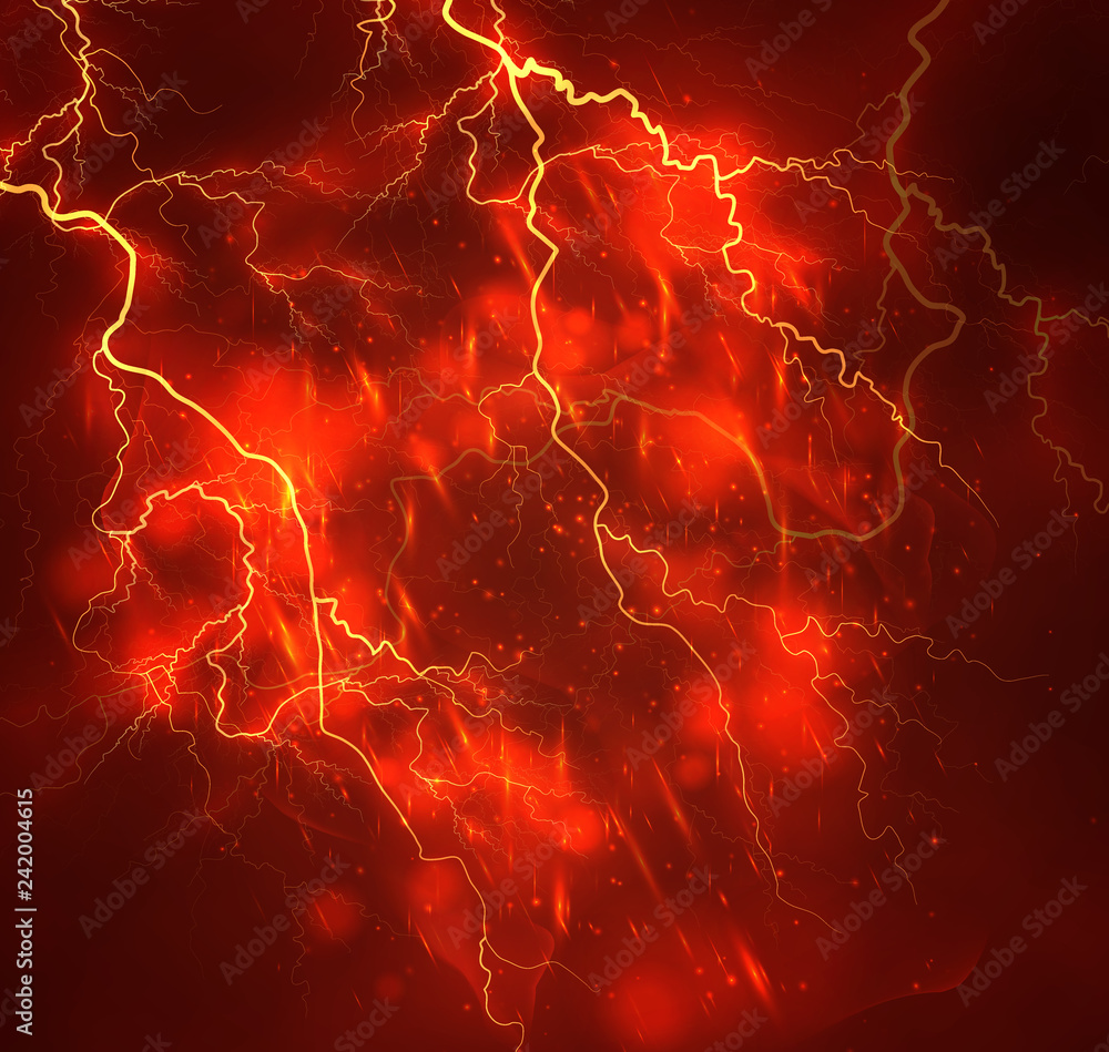 Obraz premium A bright lightning in the dark sky. Vector image
