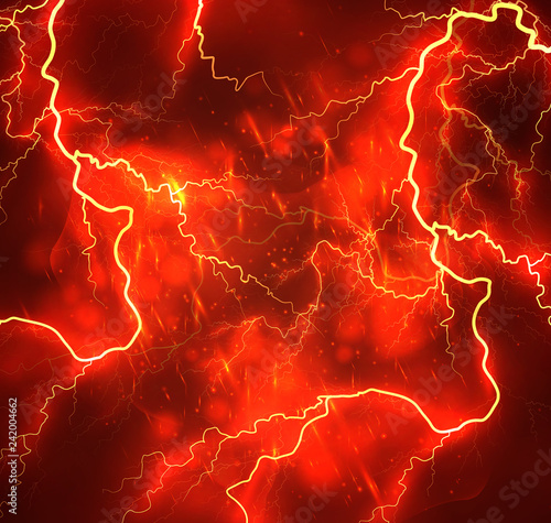 A bright lightning in the dark sky. Vector image
