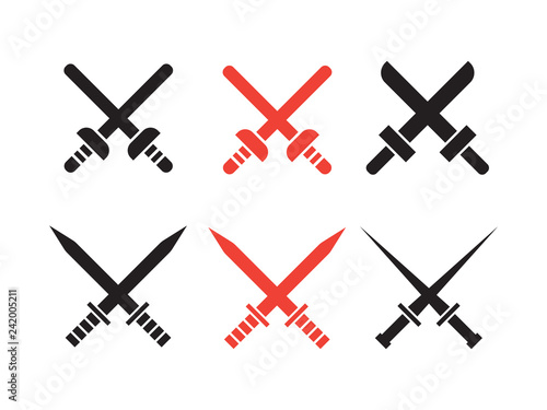 Sword vector icons. Crossed swords pictograms set
