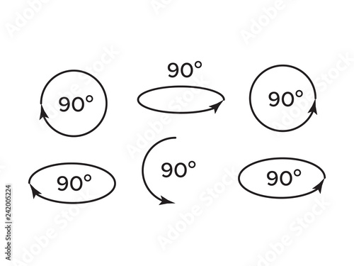 Set of rotate 45, 90, 180 and 360 icons. Rotation degree 180