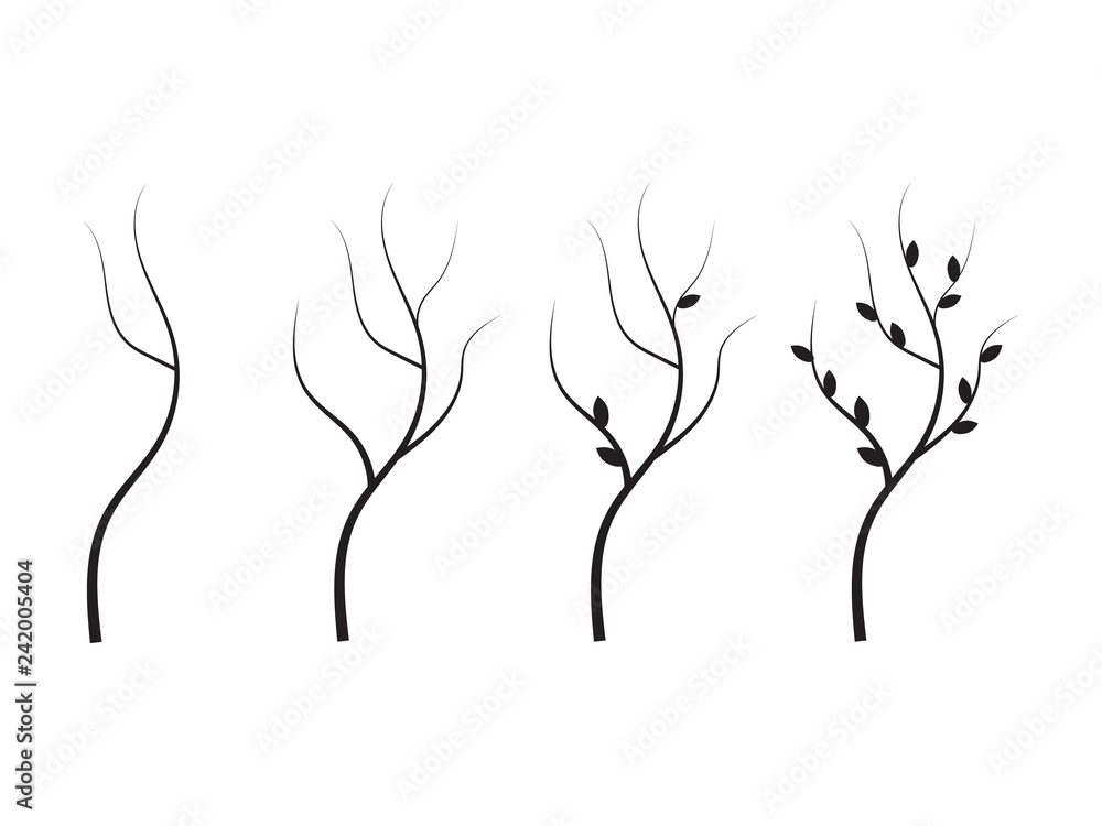 Tree branches silhouette. Set of branch tree vector illustration