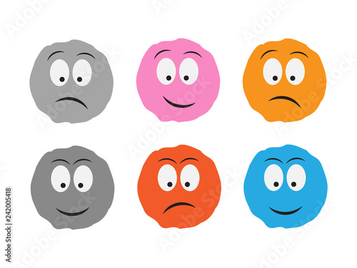 Cartoon fluffy ball vector. Monsters emotion ball