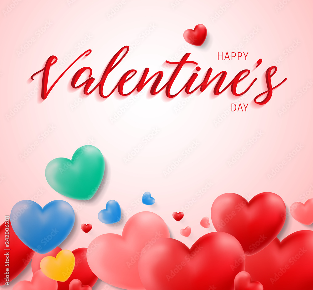 Valentines Day greeting card template with typography text happy valentine`s day. valentines day lettering.