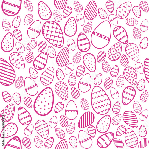 seamless background of decorated pink easter eggs on white