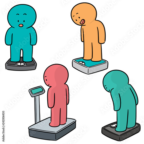 vector set of people on weighing machine
