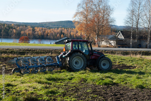 Tractor plowing