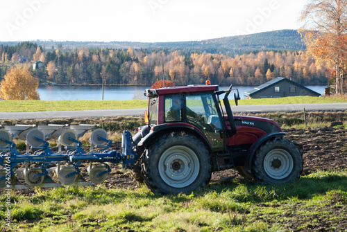 Tractor plowing