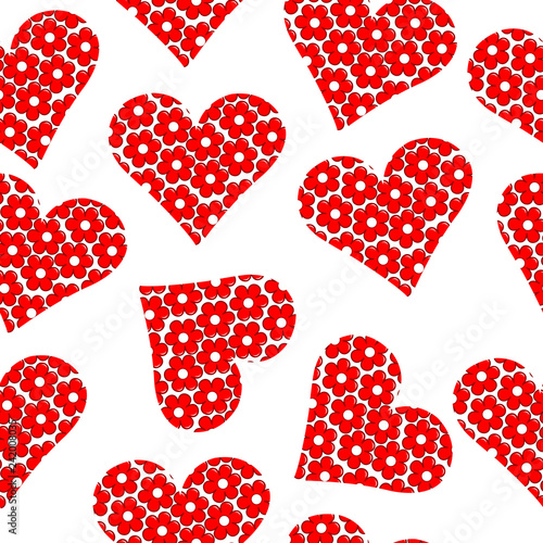 Floral patterned heart seamless background
