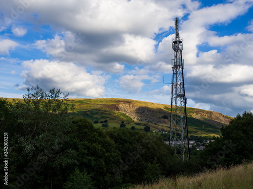 Telecommunications tower. Mobile phone and TV base station in a Small Welsh Town Blaina