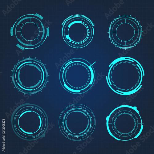 HUD Circular Hi-Tech Futuristic User Interface Vector Illustration