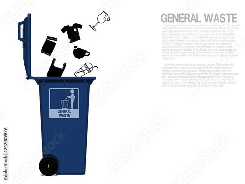General waste icon is falling in to the bin