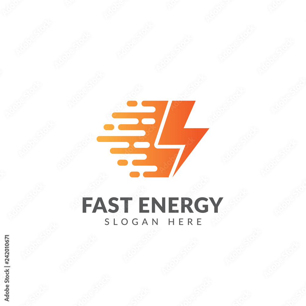 Fast energy logo or icon vector design template with lightning and speed symbol Fast energy logo or icon vector design template with lightning and speed symbol