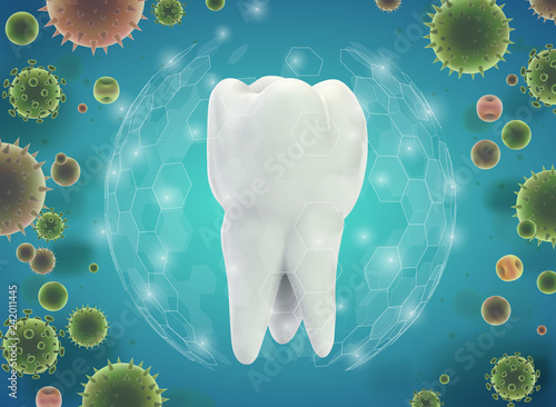 protection of teeth from caries and diseases. vector template