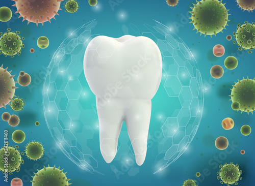 protection of teeth from caries and diseases. vector template