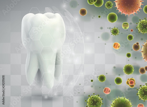 protection of teeth from caries and diseases. vector template