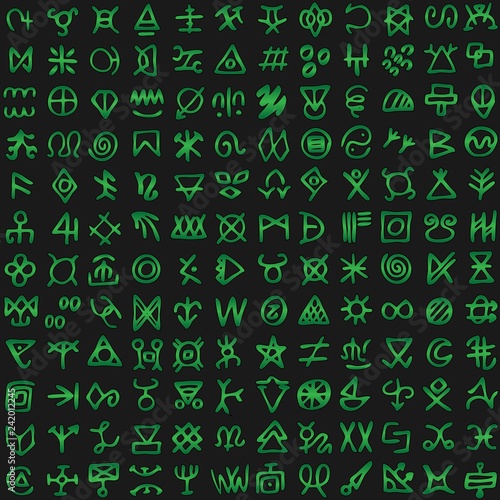 Digital green matrix and computer code symbols vector seamless background.