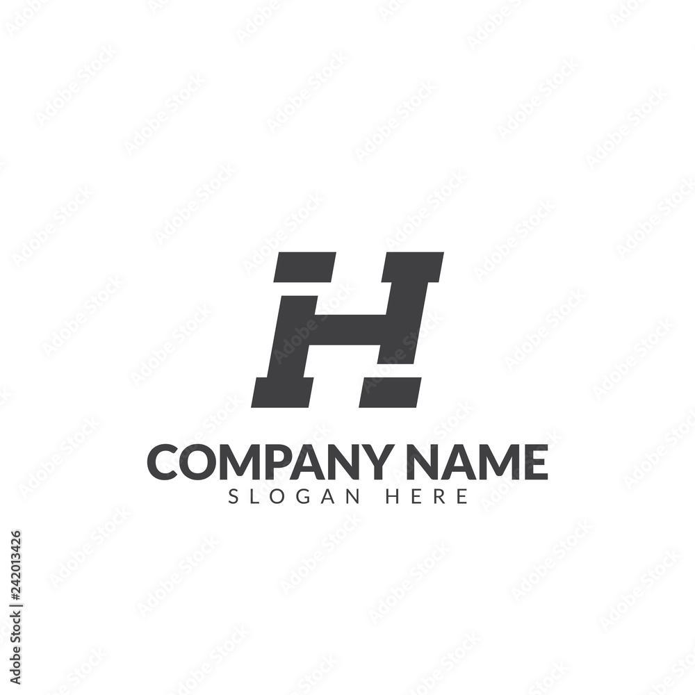 Letter H logo template vector design, geometric shape initial logo