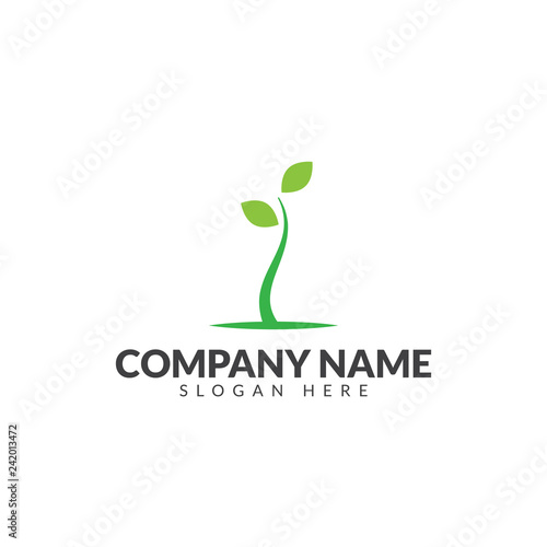 Green growth logo vector design template