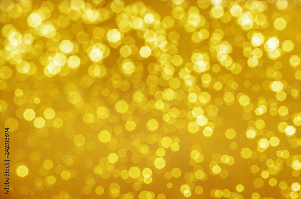 Golden yellow glitter bokeh background. Celebration background