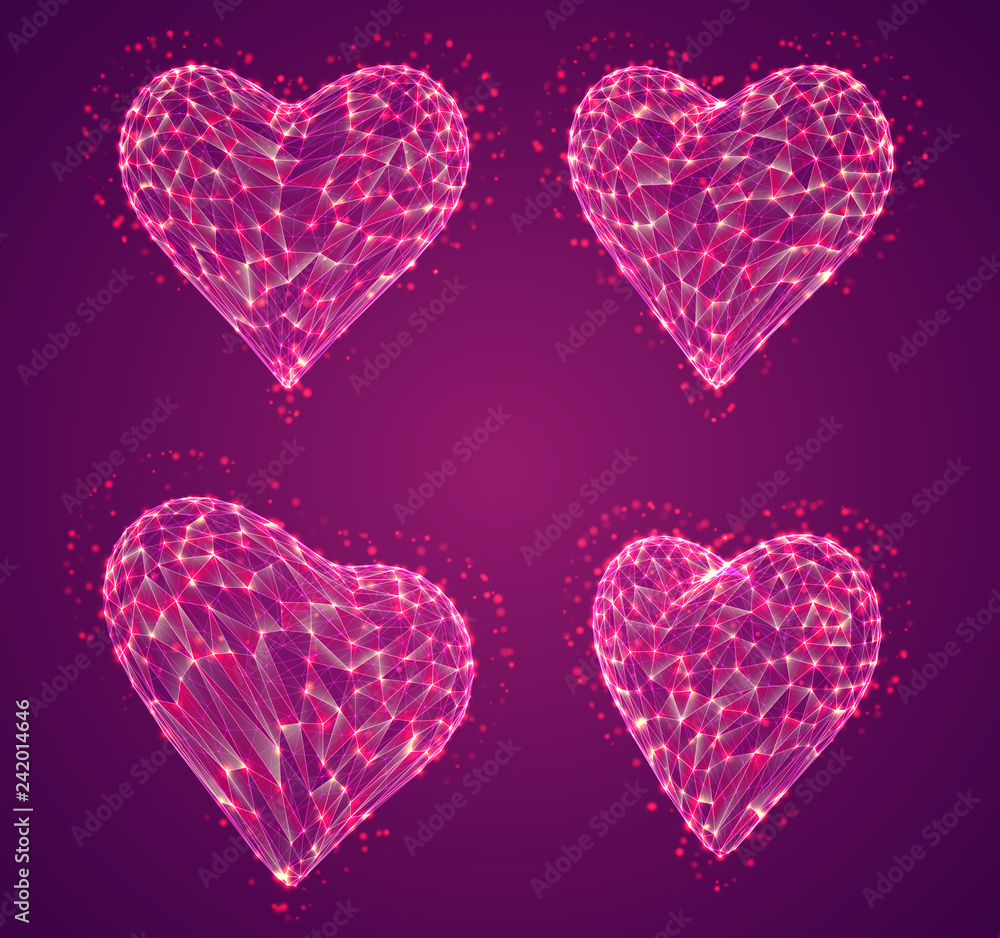 set of vector bulk hearts for medicine and holiday