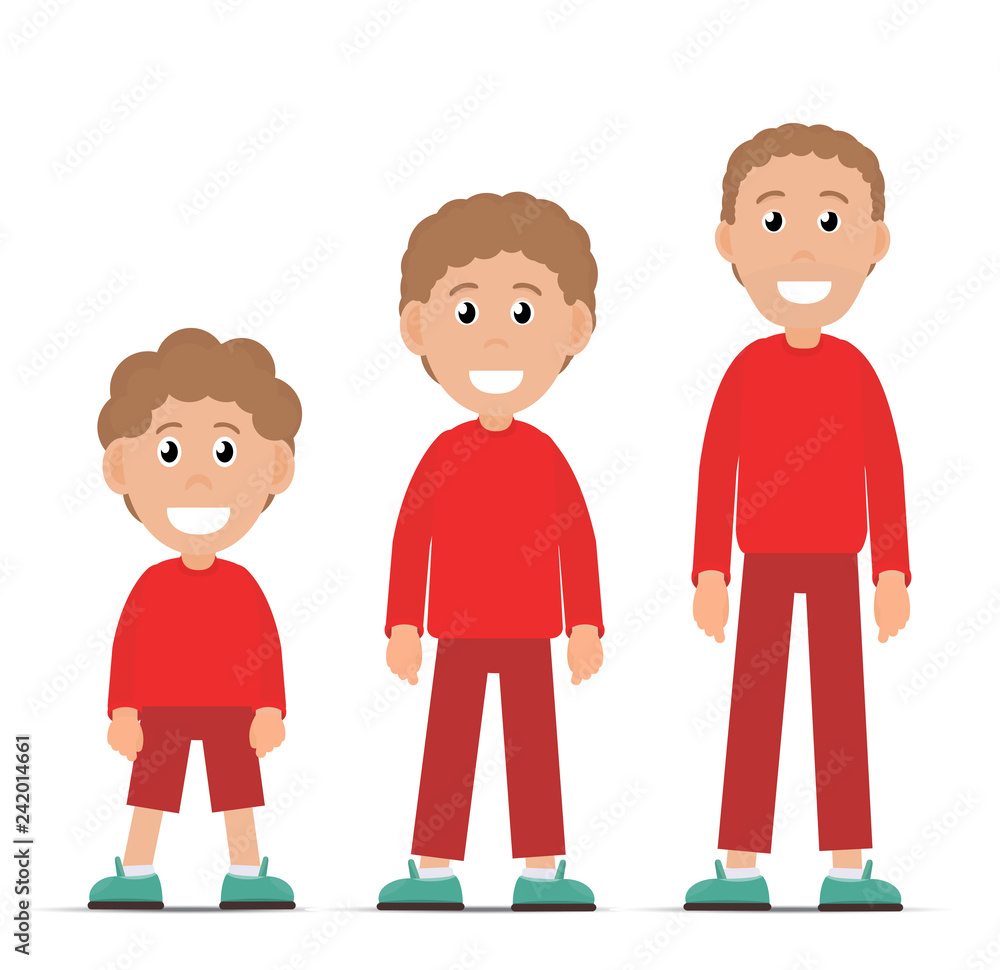 vector set of young and adult children in a red sweater and pants vector set of young and adult children in a red sweater and pants