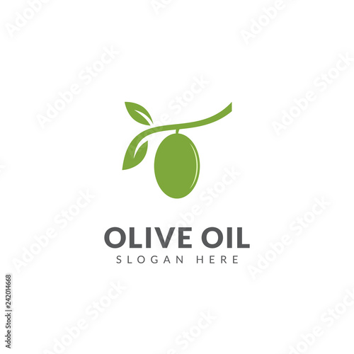Olive oil logo, olive oil icon, healthy food, green color, olive oil logo or icon vector design template