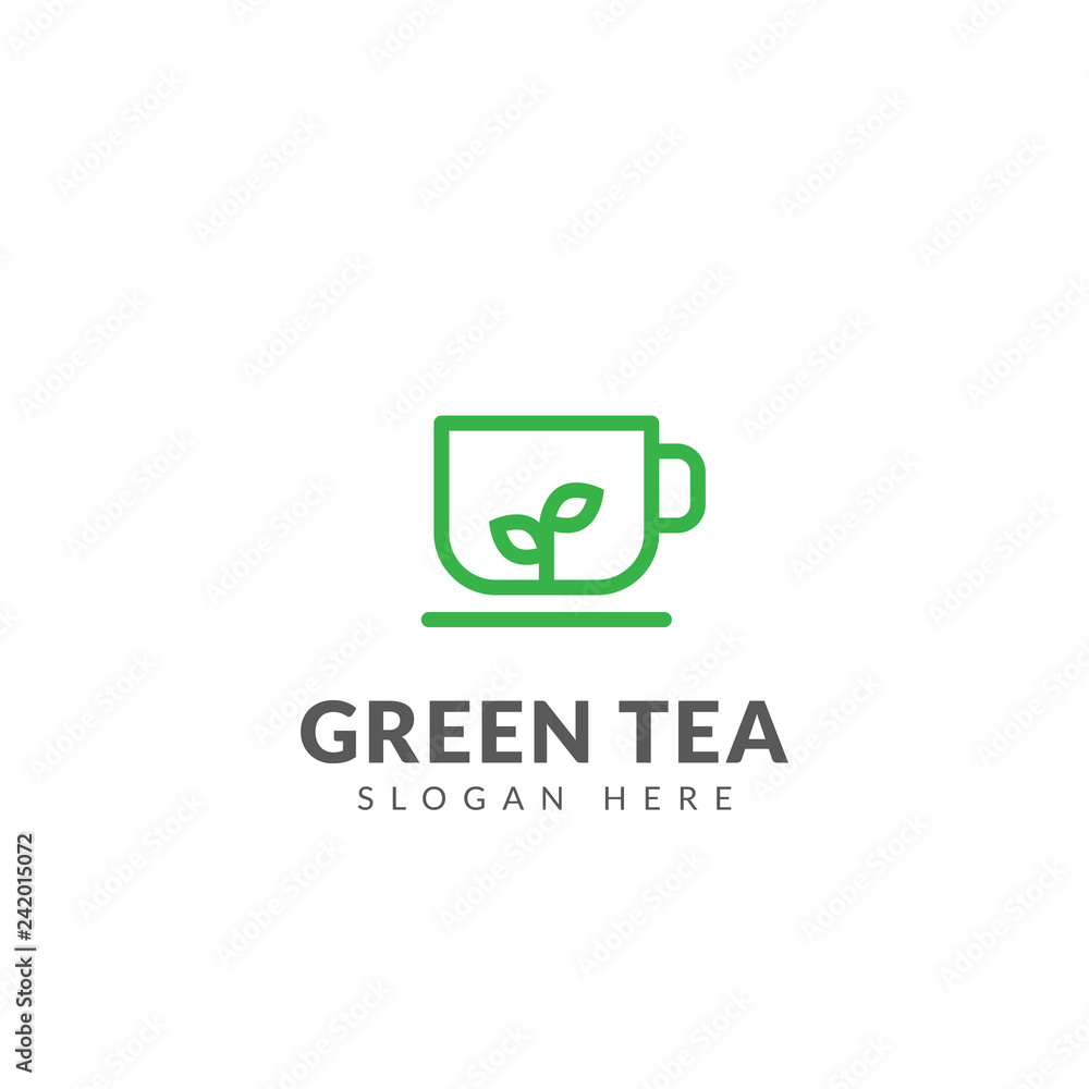 Green tea green coffee natural herb organic health logo or icon design template Green tea green coffee natural herb organic health logo or icon design template