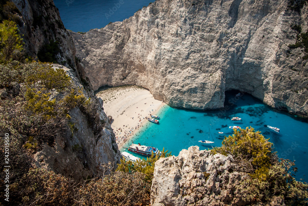 The shipwreck on the island of Zante, Greece. The view from the observation deck.