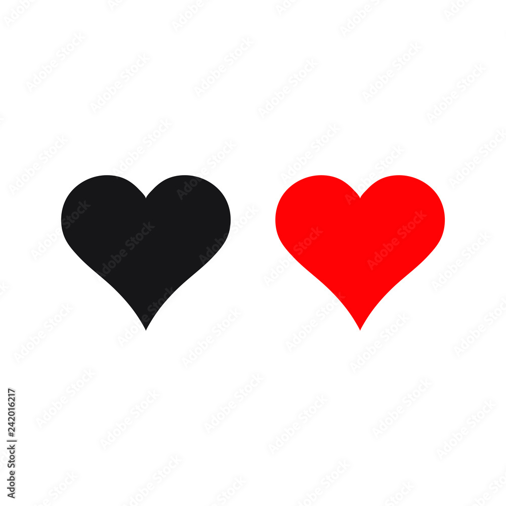 Red and black heart icons, love icon
