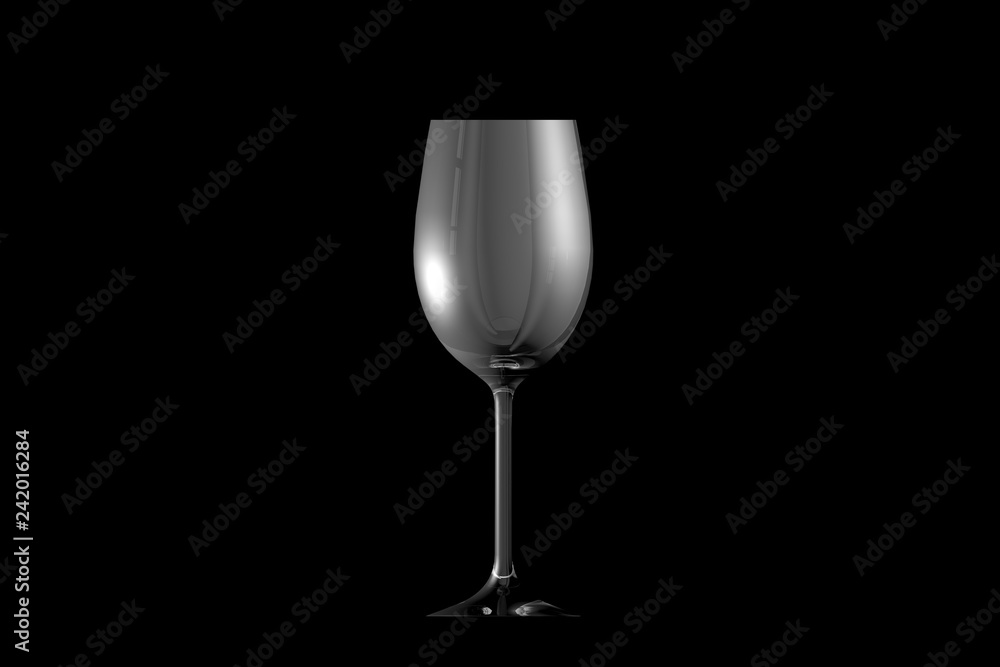 3D illustration of white wine glass isolated on black side view - drinking glass render 3D illustration of white wine glass isolated on black side view - drinking glass render