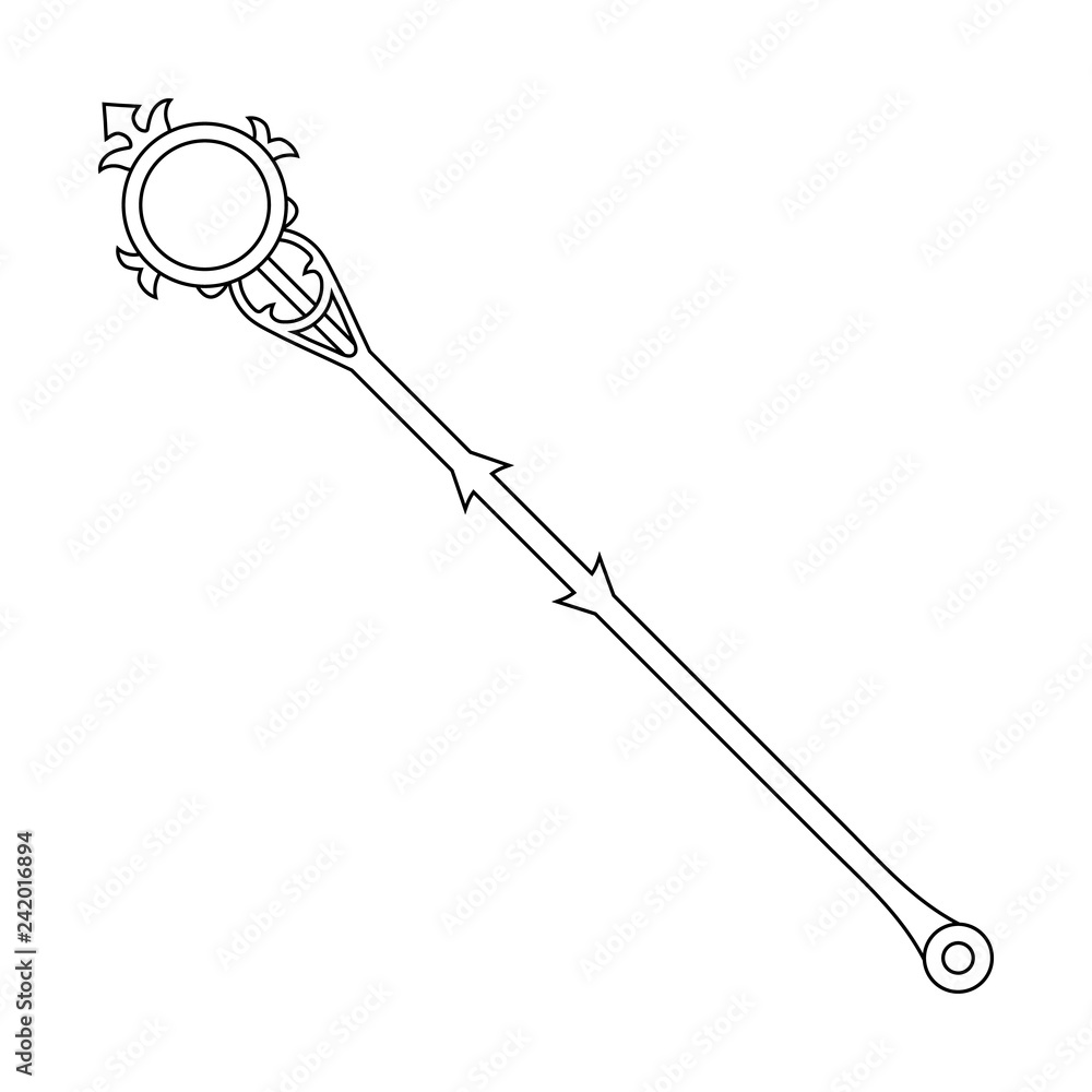 Staff Icon isolated on white background. Magic Weapon. Vector Illustration for Your Design, Game, Card, Web. Staff Icon isolated on white background. Magic Weapon. Vector Illustration for Your Design, Game, Card, Web.