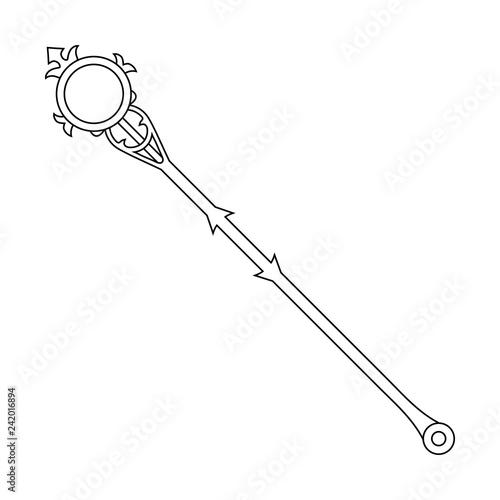 Staff Icon isolated on white background. Magic Weapon. Vector Illustration for Your Design, Game, Card, Web.